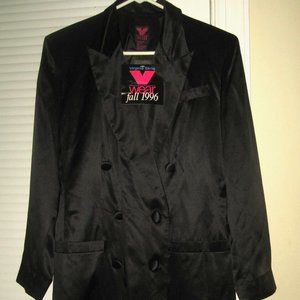 NWT 1996 V WEAR VIRGINIA SLIMS Black 100% Silk Blazer SZ Small